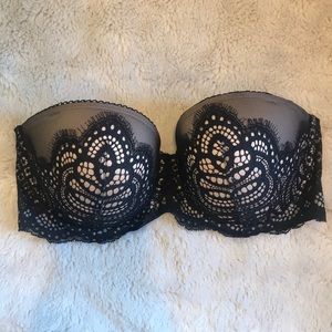 Victoria’s Secret Black Lace Strapless Bra